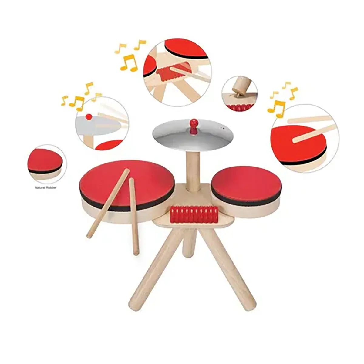 PlanToys Musikkapelle Kinder-Trommel-Set aus Holz – Bild 2