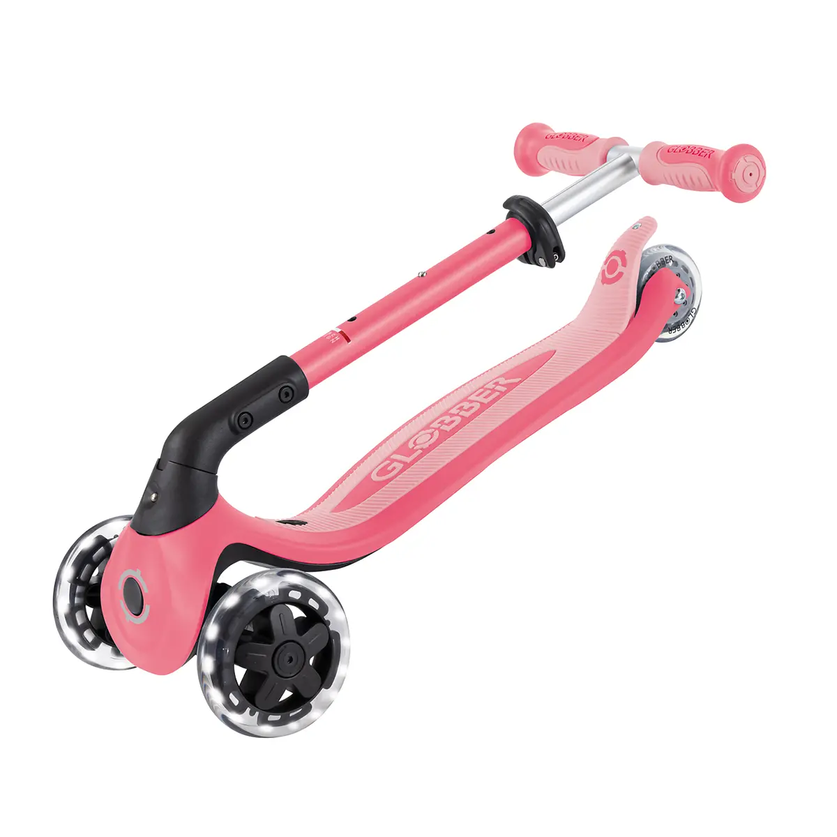 Globber 3-in-1 Roller Go-Up Baby Lights 360º mit Leuchtrollen – Coral Pink, 15M-9J