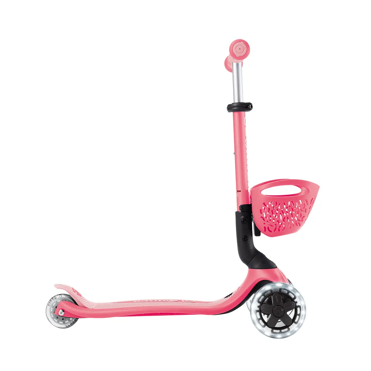 Globber 3-in-1 Roller Go-Up Baby Lights 360º mit Leuchtrollen – Coral Pink, 15M-9J
