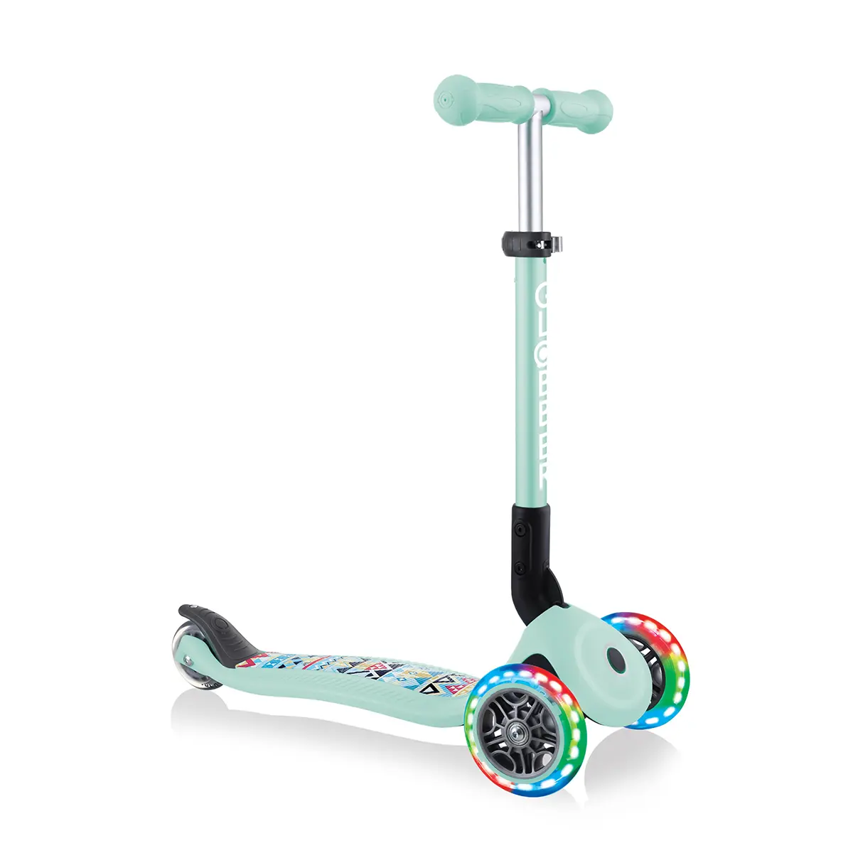 Globber Roller Junior Foldable Fantasy Lights mit Leuchtrollen – Mint, 2-6 Jahre