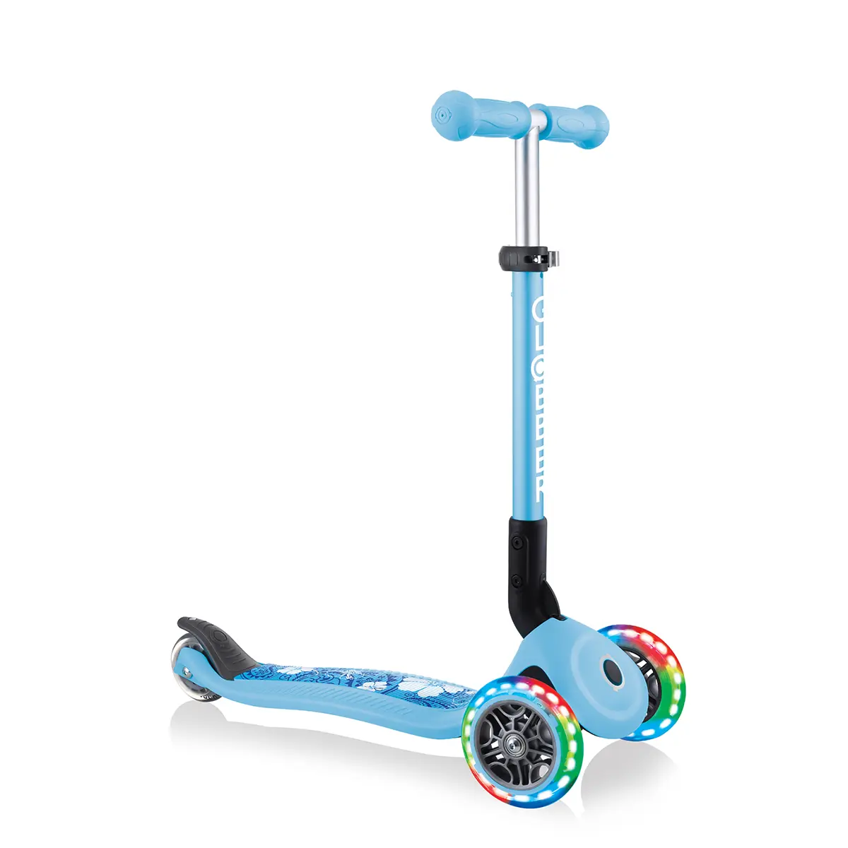Globber Roller Junior Foldable Fantasy Lights mit Leuchtrollen – Pastellblau, 2-6 Jahre