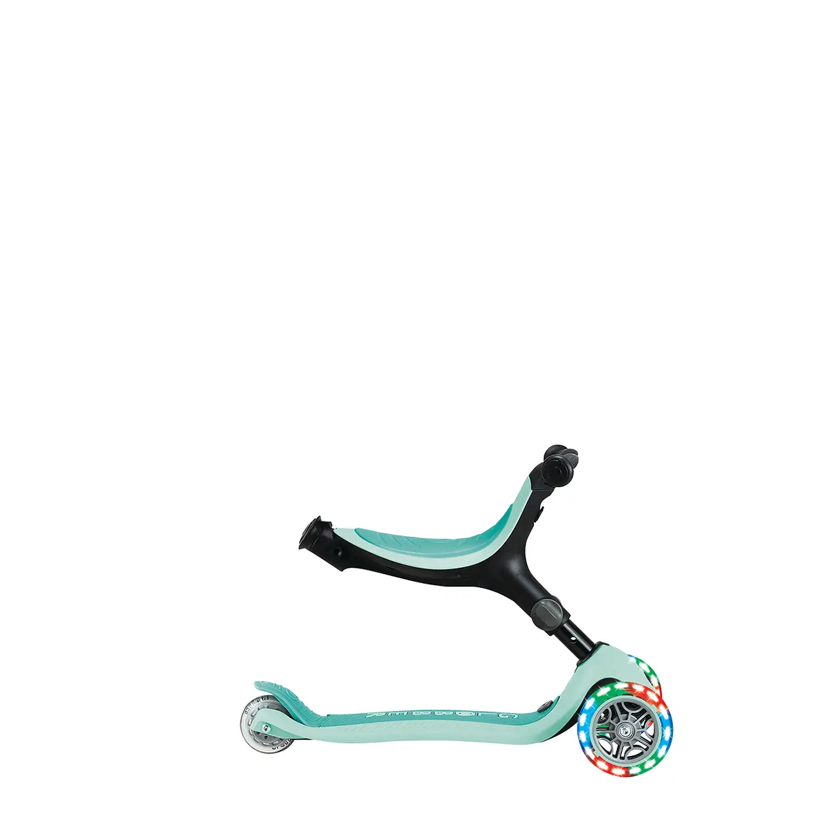 Globber 3-in-1 Roller Go-Up Active Lights 360 Grad mit Leuchtrollen – Mint, Hinterradlenkung, 15M-9J