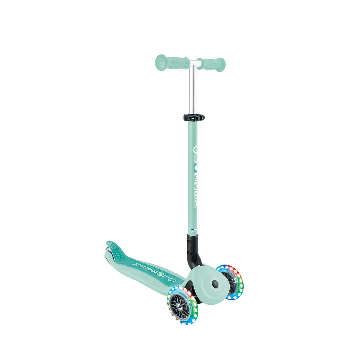Globber 3-in-1 Roller Go-Up Active Lights 360 Grad mit Leuchtrollen – Mint, Hinterradlenkung, 15M-9J