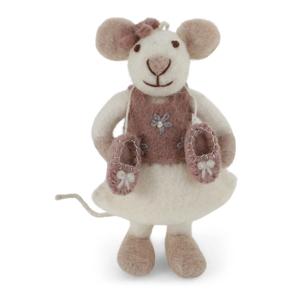 Gry & Sif „weiße Maus / Mädchen, Ballerina mit Ballettschuhen“ 12cm
