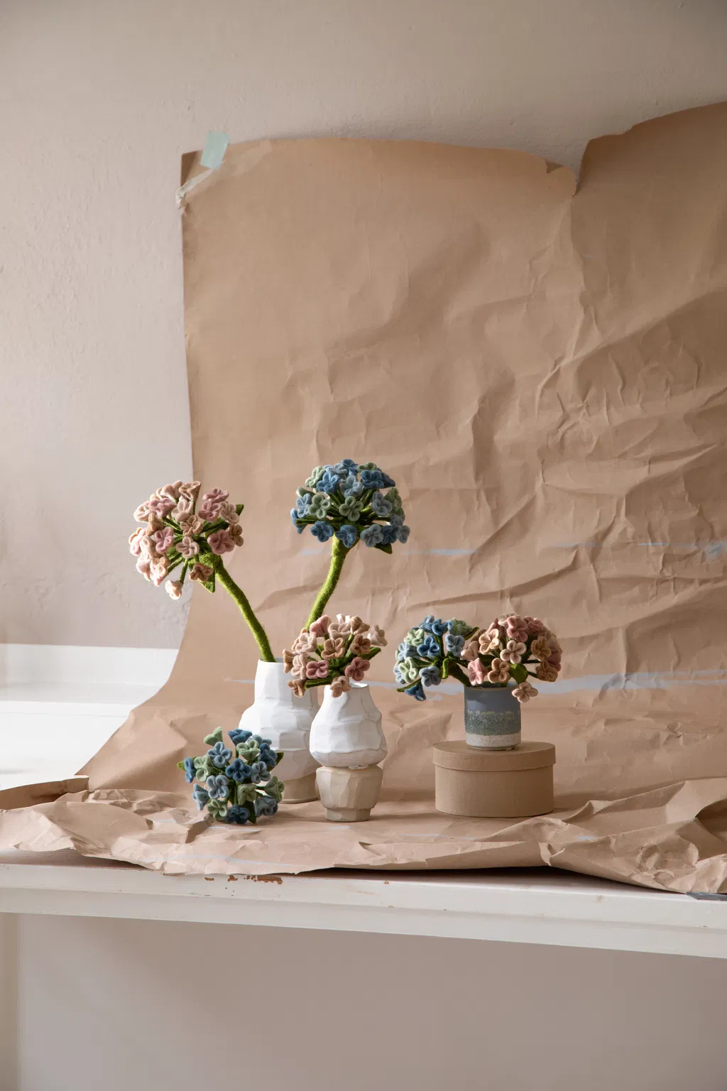 Gry & Sif Filzblumen „Hortensie, hellblau“ 40cm