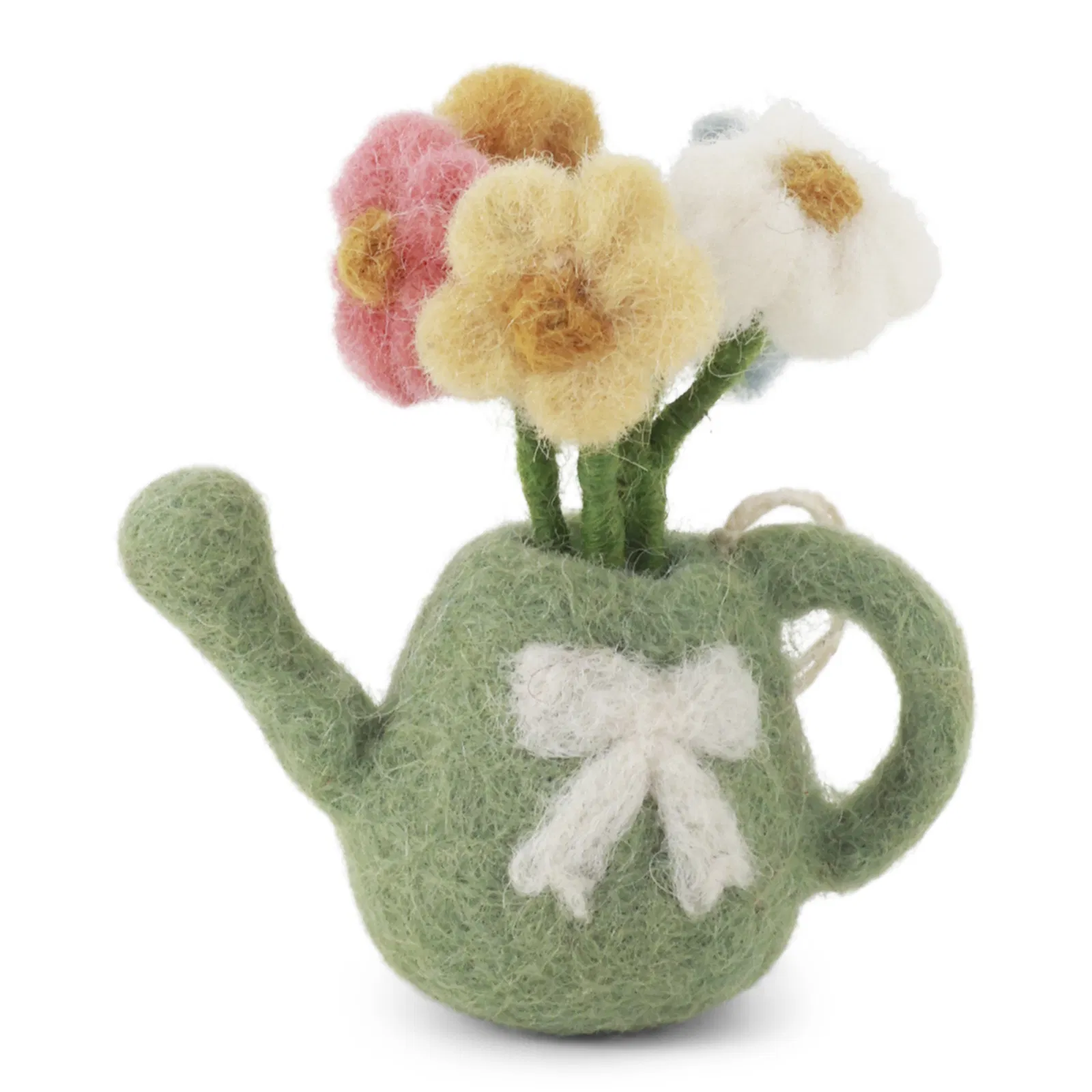 Gry & Sif Filzblumen „Gießkanne mit Blumen / Dusty Green“ H7cm