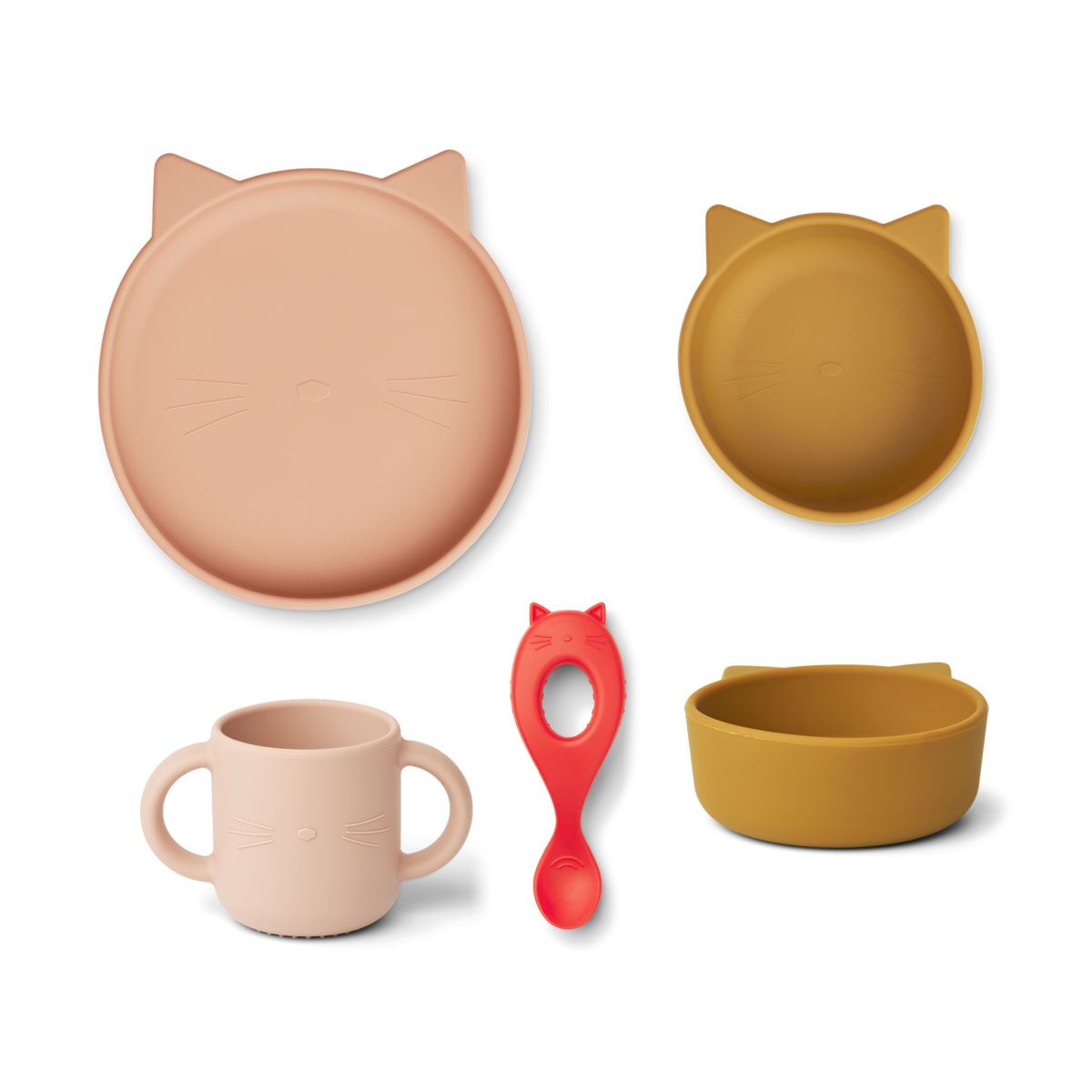 DELISTED Liewood Vivi Silikon Geschirr-Set „Cat rose multi mix“, 4er-Set