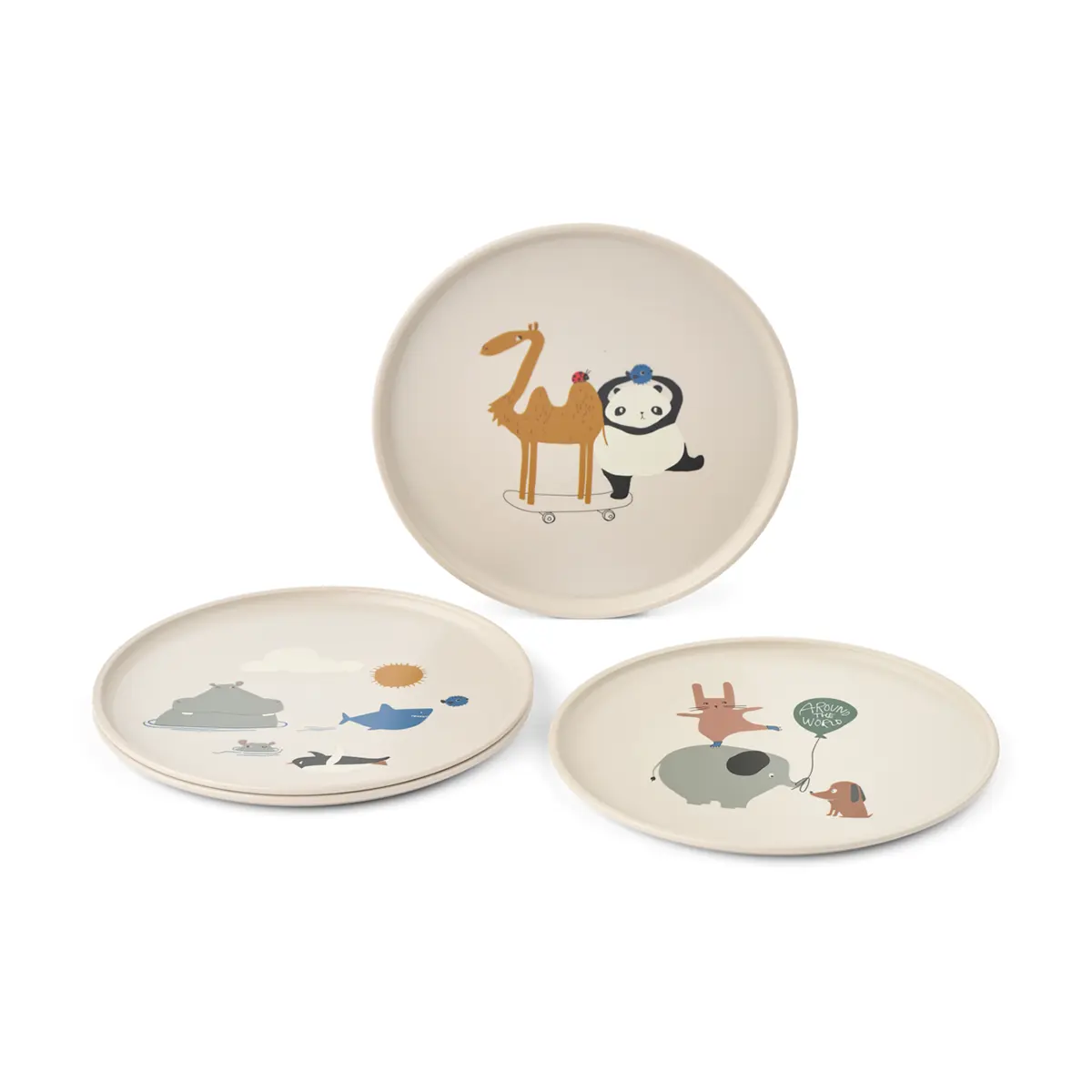 Liewood Kinder-Teller Remco „Around the world / Sandy“ aus PET, 4er-Set