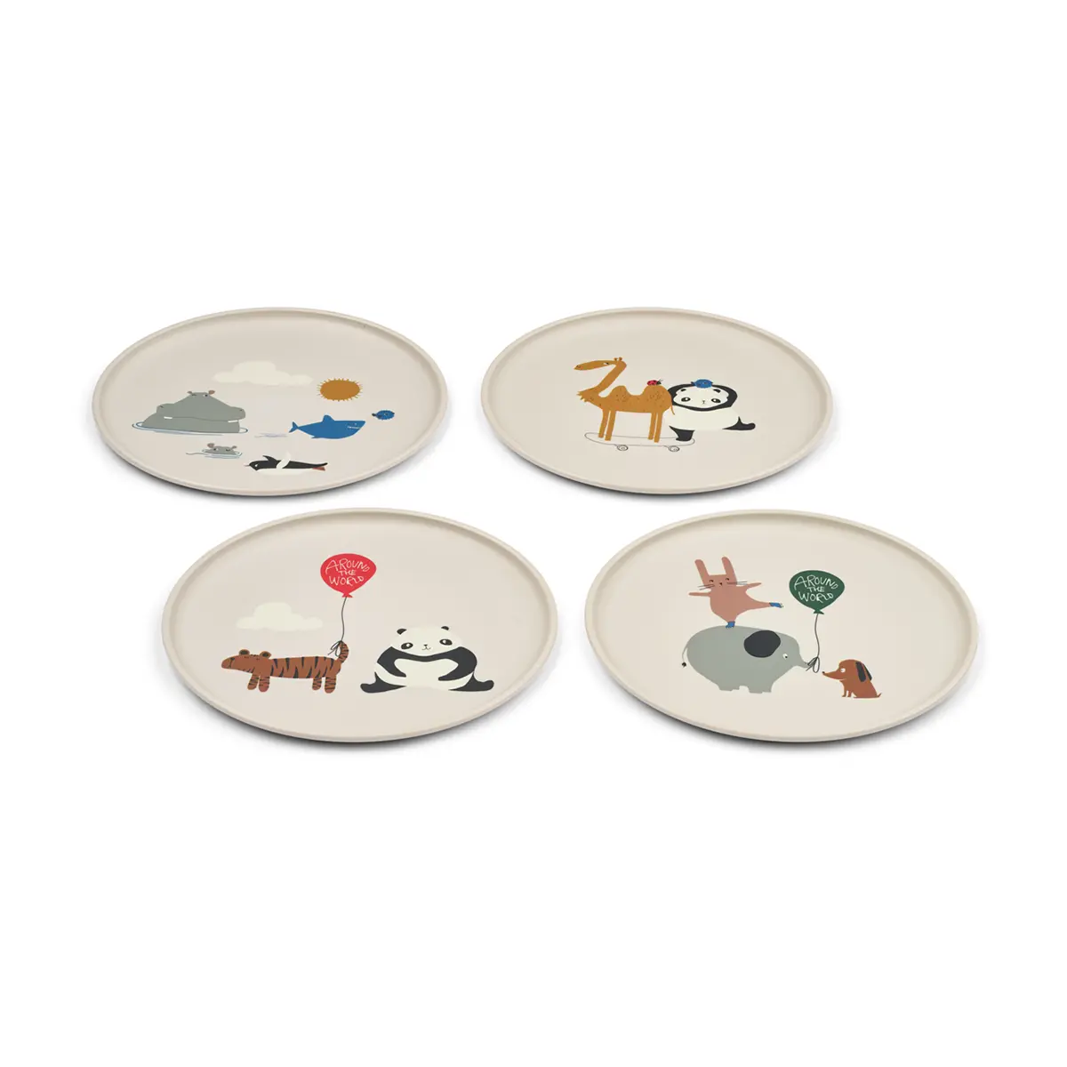 Liewood Kinder-Teller Remco „Around the world / Sandy“ aus PET, 4er-Set