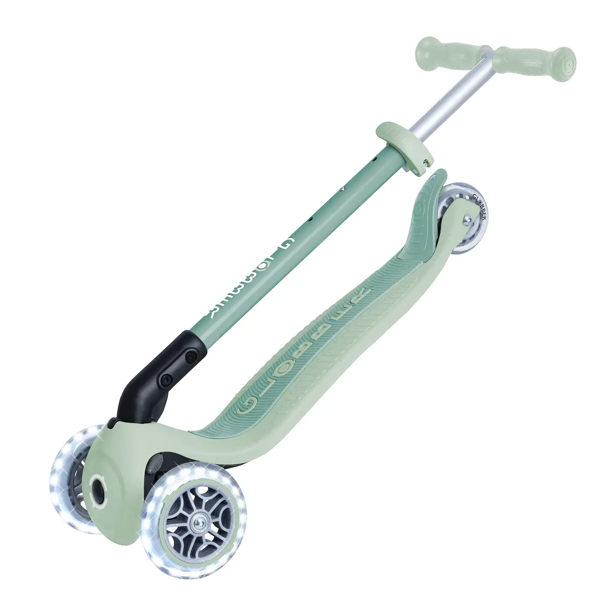 Globber Roller Primo Foldable Lights ECO mit Leuchtrollen – Pistazie, 3-9 Jahre