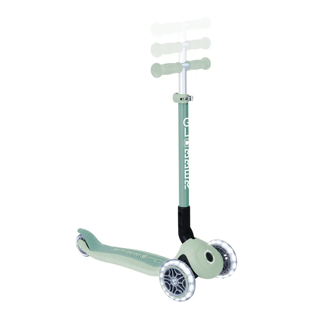 Globber Roller Primo Foldable Lights ECO mit Leuchtrollen – Pistazie, 3-9 Jahre