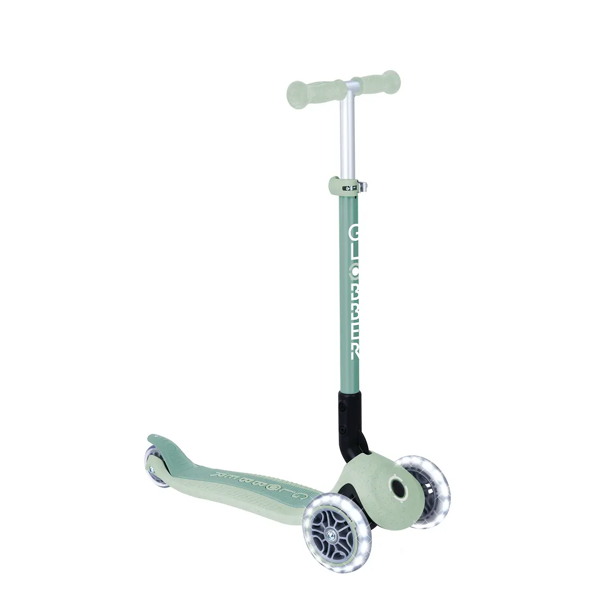 Globber Roller Primo Foldable Lights ECO mit Leuchtrollen – Pistazie, 3-9 Jahre