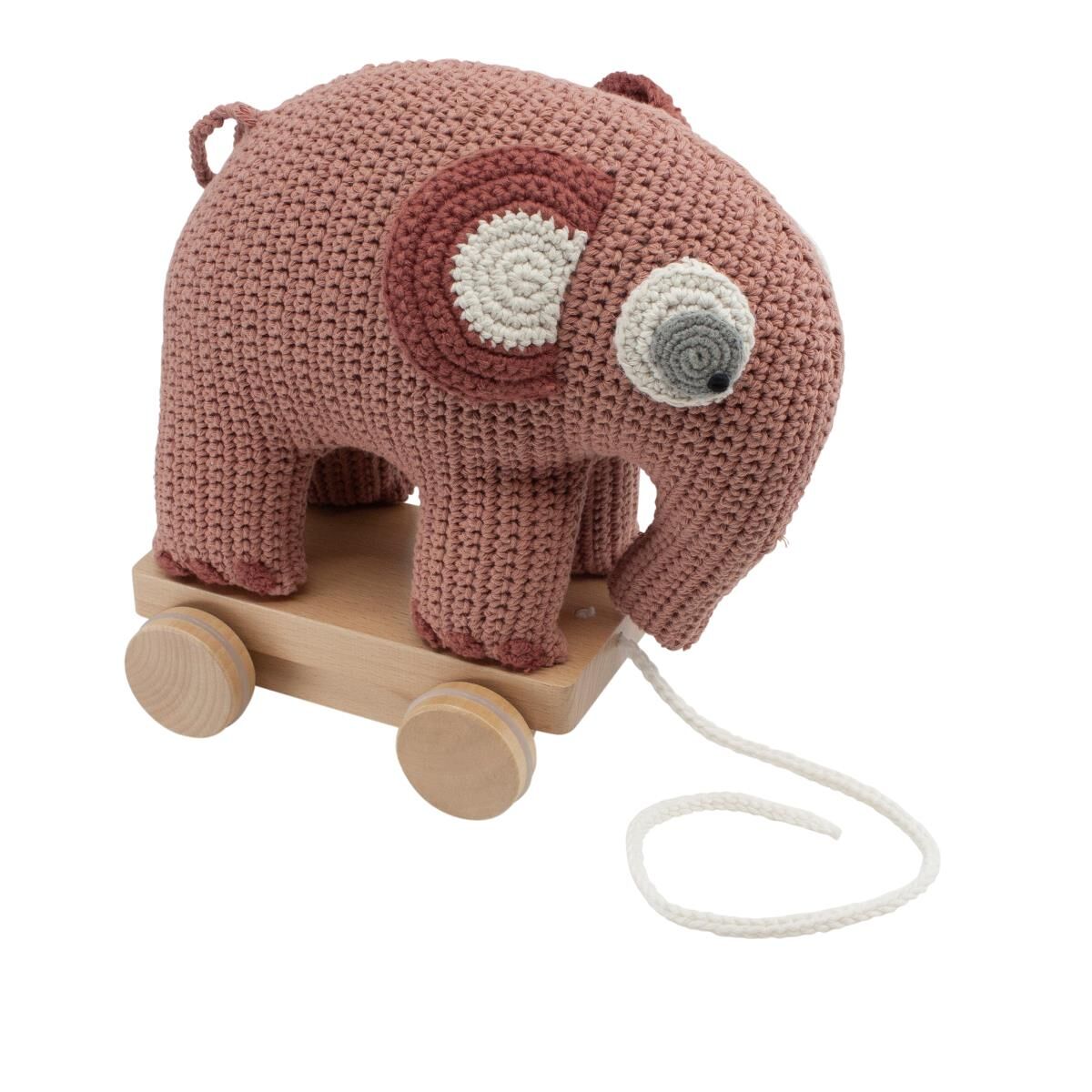 Sebra Häkel-Nachziehtier, Fanto der Elefant „Blossom Pink“