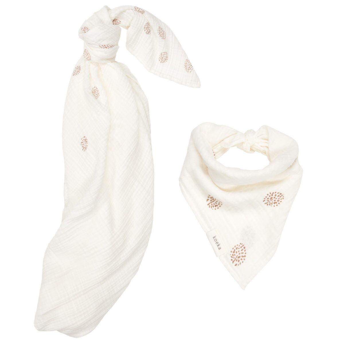 koeka Musselin-Set Wonder „warm white“, Wickeltuch + Spucktuch, 2er-Set 01