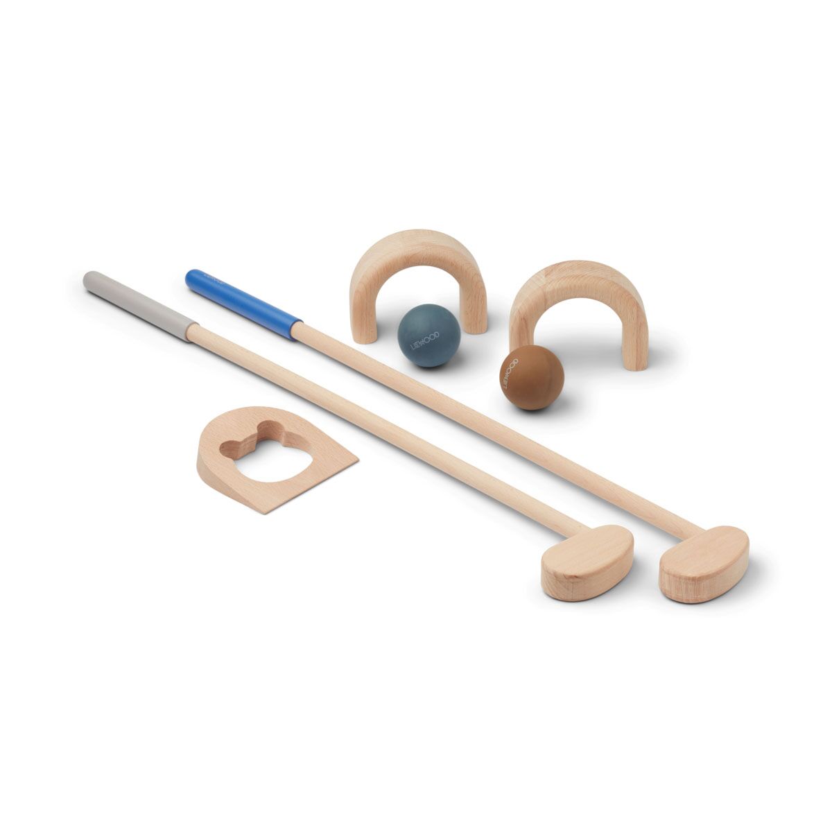 DELISTED Liewood Garten-Golf-Set Mary „Surf blue / Nebelgrau mix“, Buchenholz