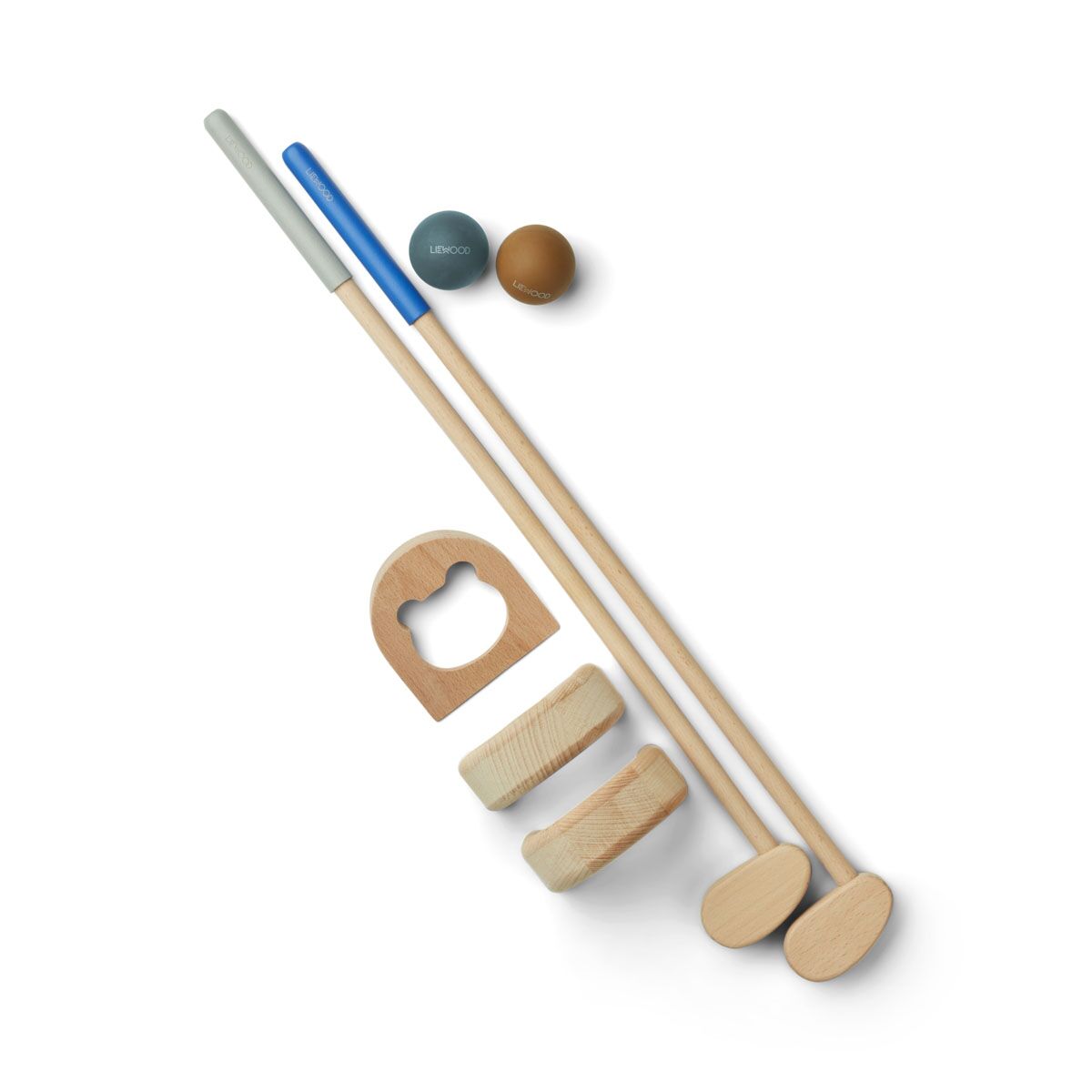 DELISTED Liewood Garten-Golf-Set Mary „Surf blue / Nebelgrau mix“, Buchenholz – Bild 2