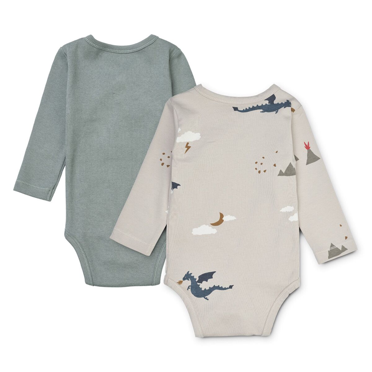 Liewood Baby-Body Hali „Little dragon / Dark sandy mix“, 2er-Set, Gr. 56-74
