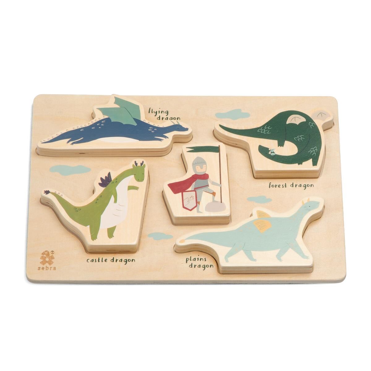 Sebra Holzpuzzle „Dragon Tales“, 33x23cm