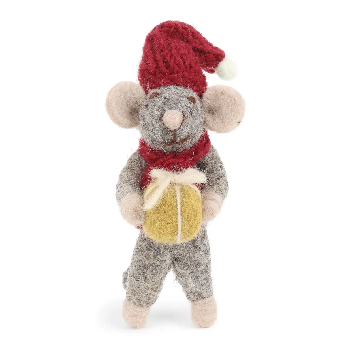 Gry & Sif Weihnachtsmaus „graue Maus / goldenes Geschenk“ 10cm