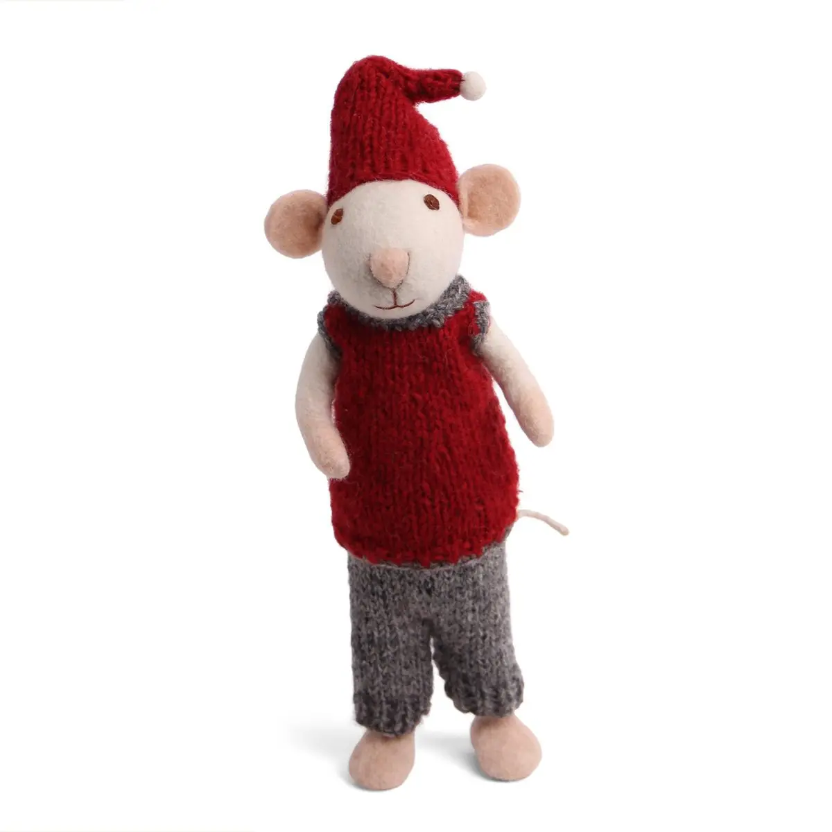 Gry & Sif Weihnachtsmaus „weiße Maus / Hose und Weste“ 27cm