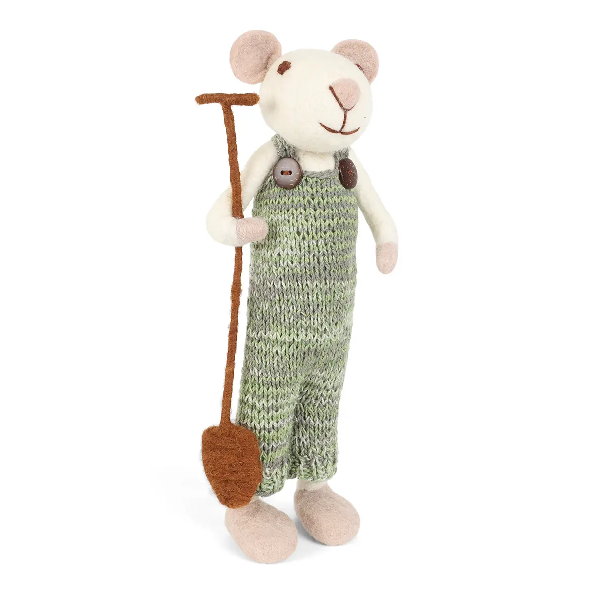 Gry & Sif Weihnachtsmaus „weiße Maus / Spaten“ 27cm