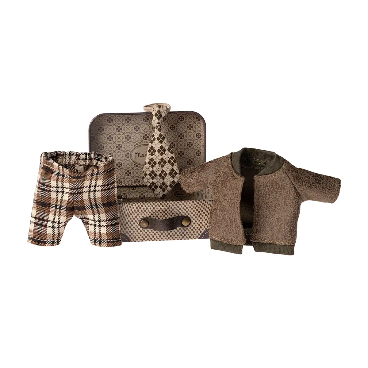 Maileg Puppenkleidungs-Set für Opa Maus – Sakko, Hose und Krawatte im Koffer
