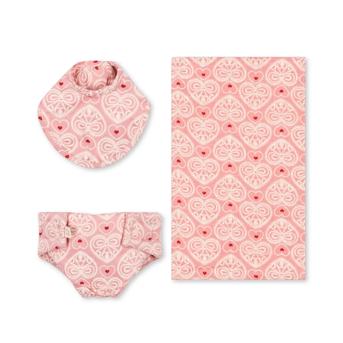 Konges Sløjd Puppen-Wickelset „Lacy pink“ für 42cm Puppen