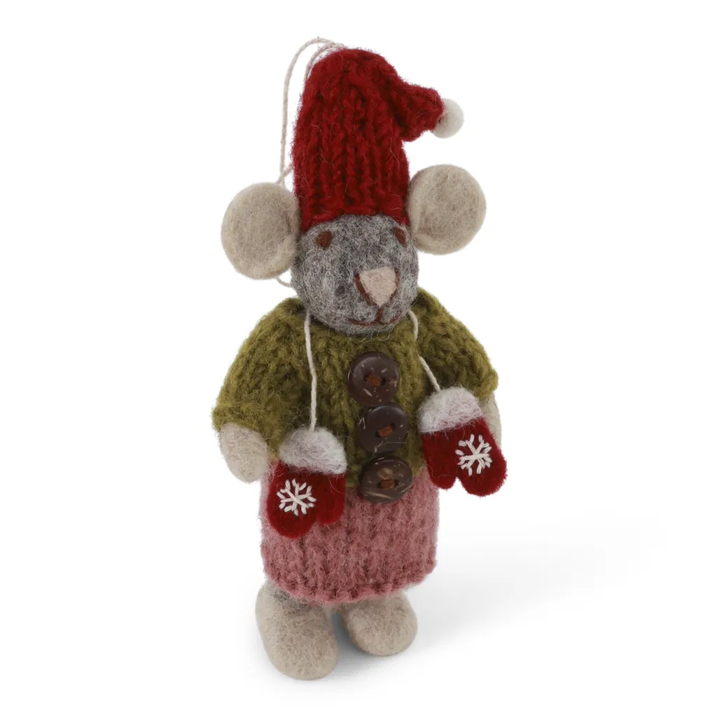 Gry & Sif Weihnachtsmaus „graue Maus / Mädchen mit Handschuhen“ 12cm