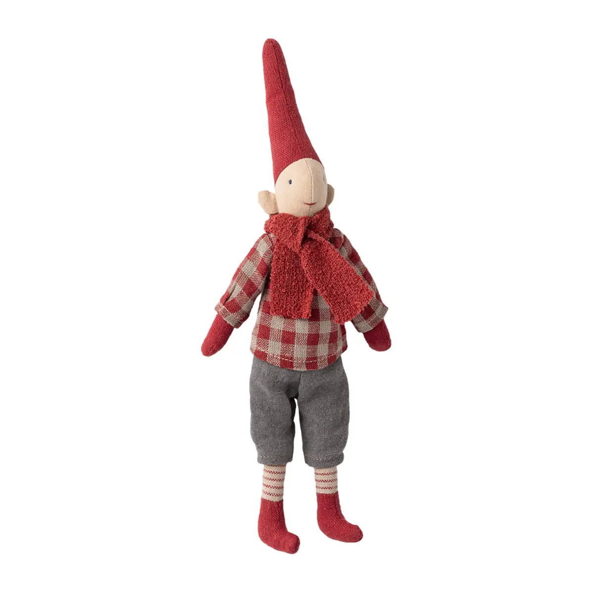 Maileg Pixy, Größe 1 - Weihnachtswichtel Jungen - Rot kariertes Hemd, H26cm