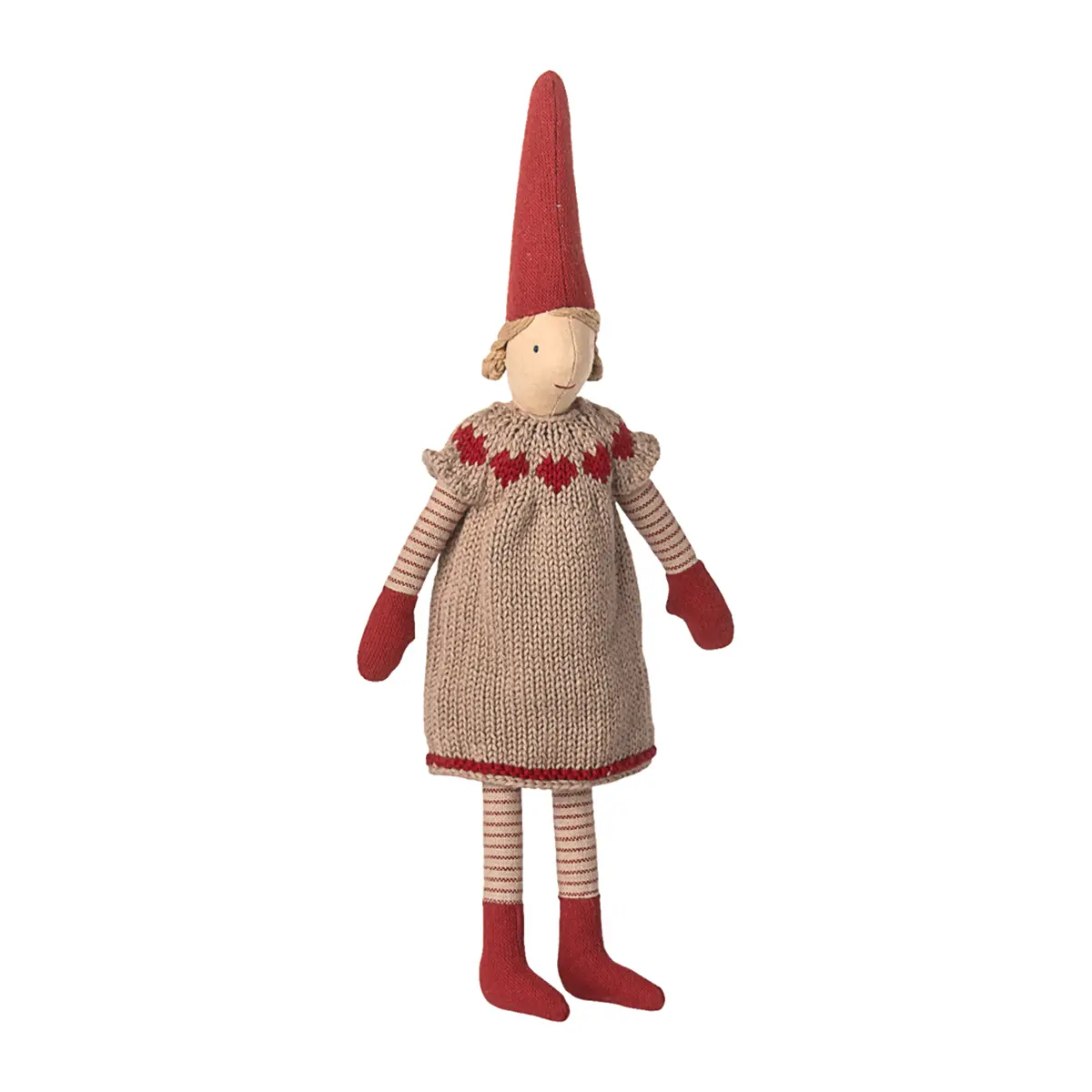 Maileg Pixy, Größe 2 - Weihnachtswichtel Mädchen - Strickkleid, H31cm