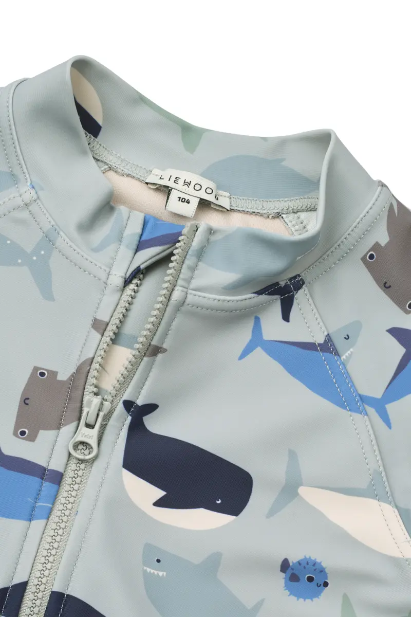 Liewood Max Schwimm-Jumpsuit „Shark / Dove blue“