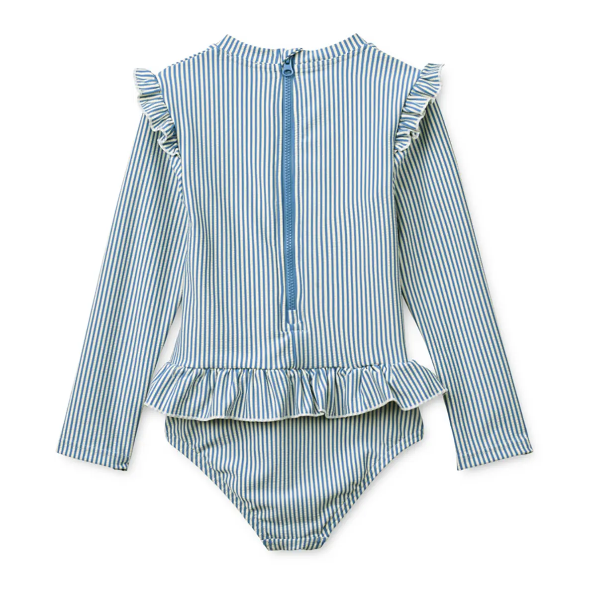 Liewood Sille Langarm-Badeanzug für Kinder „Riverside / Creme de la creme“, Seersucker