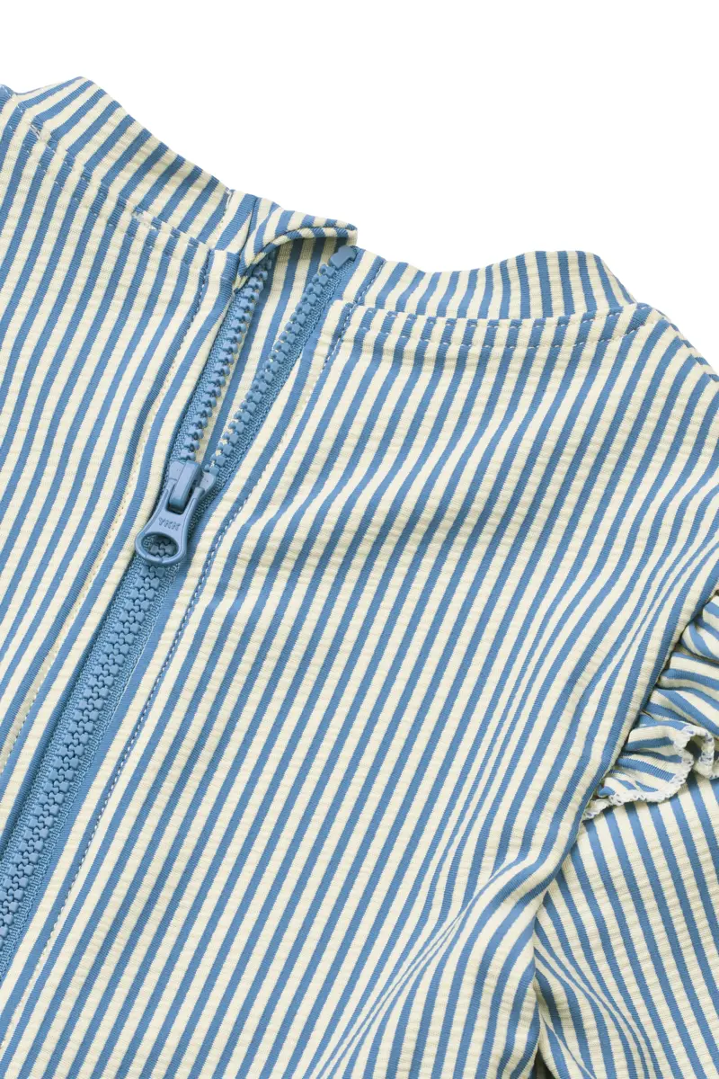 Liewood Sille Langarm-Badeanzug für Kinder „Riverside / Creme de la creme“, Seersucker