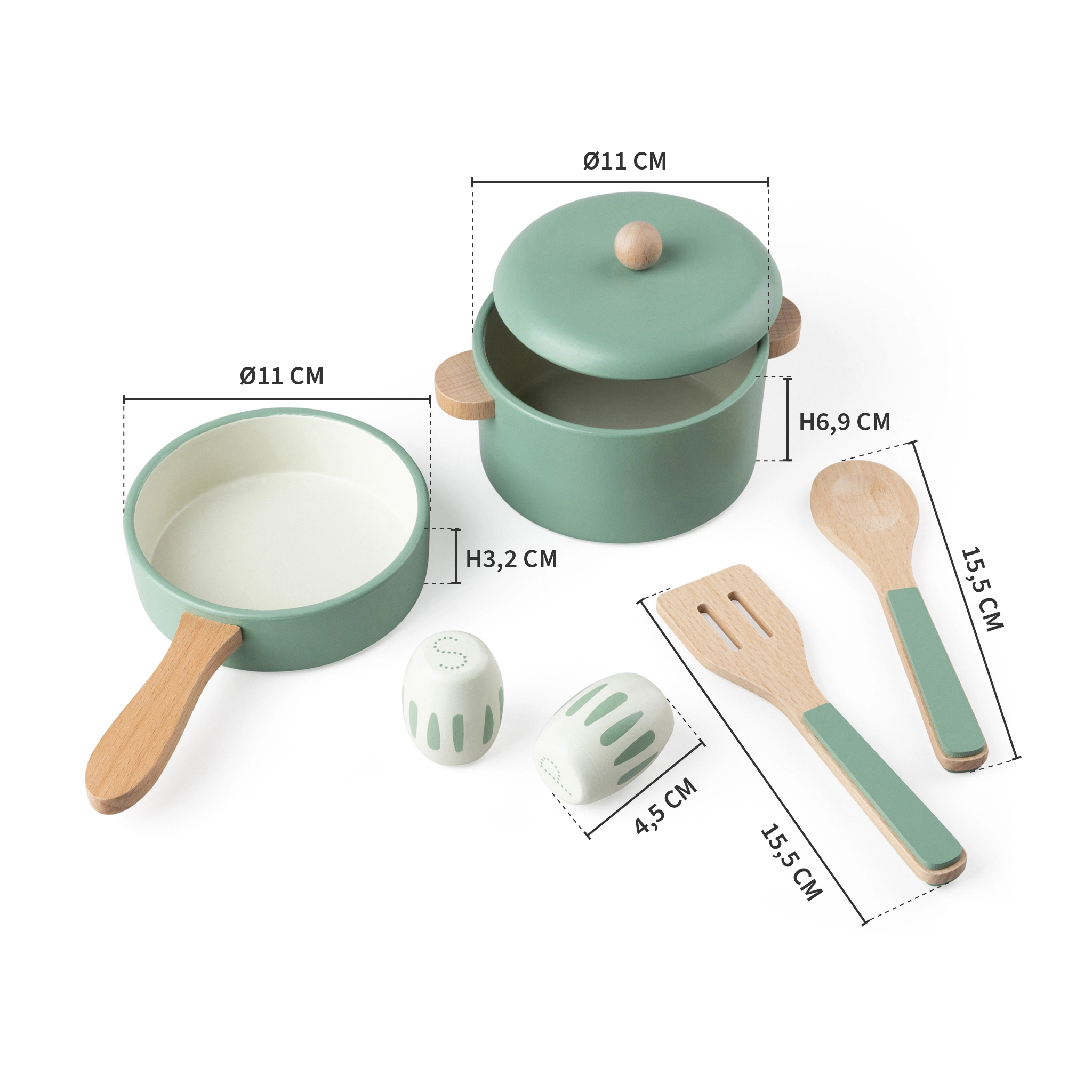 Sebra Topf und Pfannen-Set aus Holz