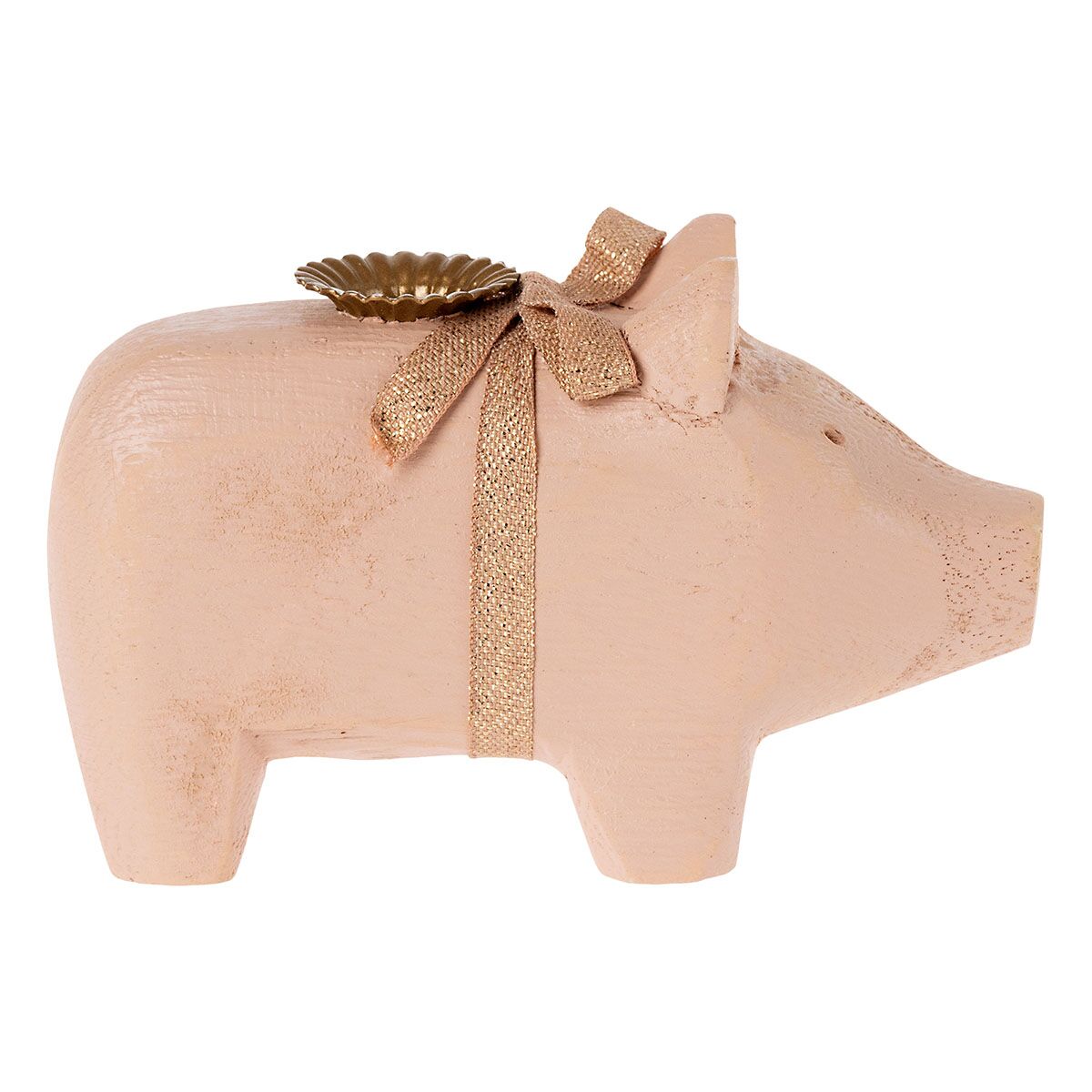 DELISTED Maileg Holzschwein, rosa Kerzenhalter, small, 1-flammig, 10cm