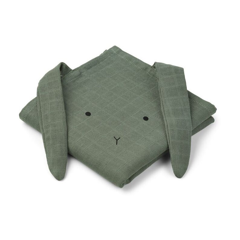 Liewood Hannah Musselin-Tücher „Rabbit faune green“, 2er Set