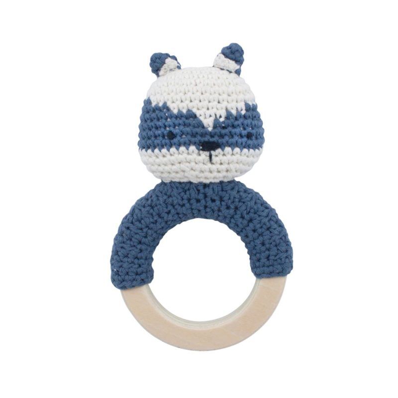 Sebra Häkel-Rassel, Rebel auf Holzring, forest lake blue - 01