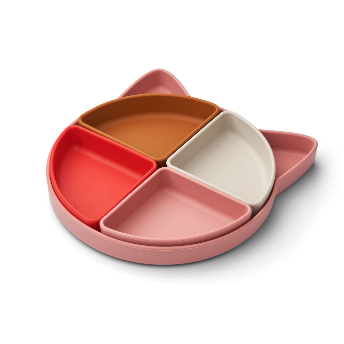 Liewood Arne Menüteller „Cat / Dusty Raspberry multi mix“, Silikon Kinderteller