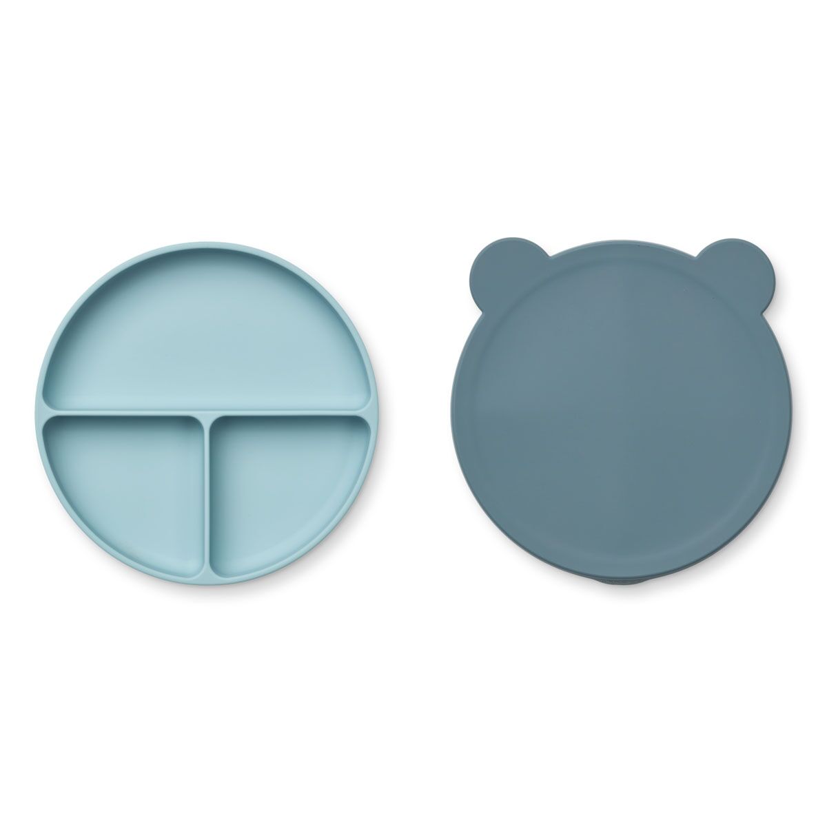 Liewood Frodo Silikon Menüteller mit Deckel „Mr Bear / Whale blue / Sea blue mix“, ø22cm