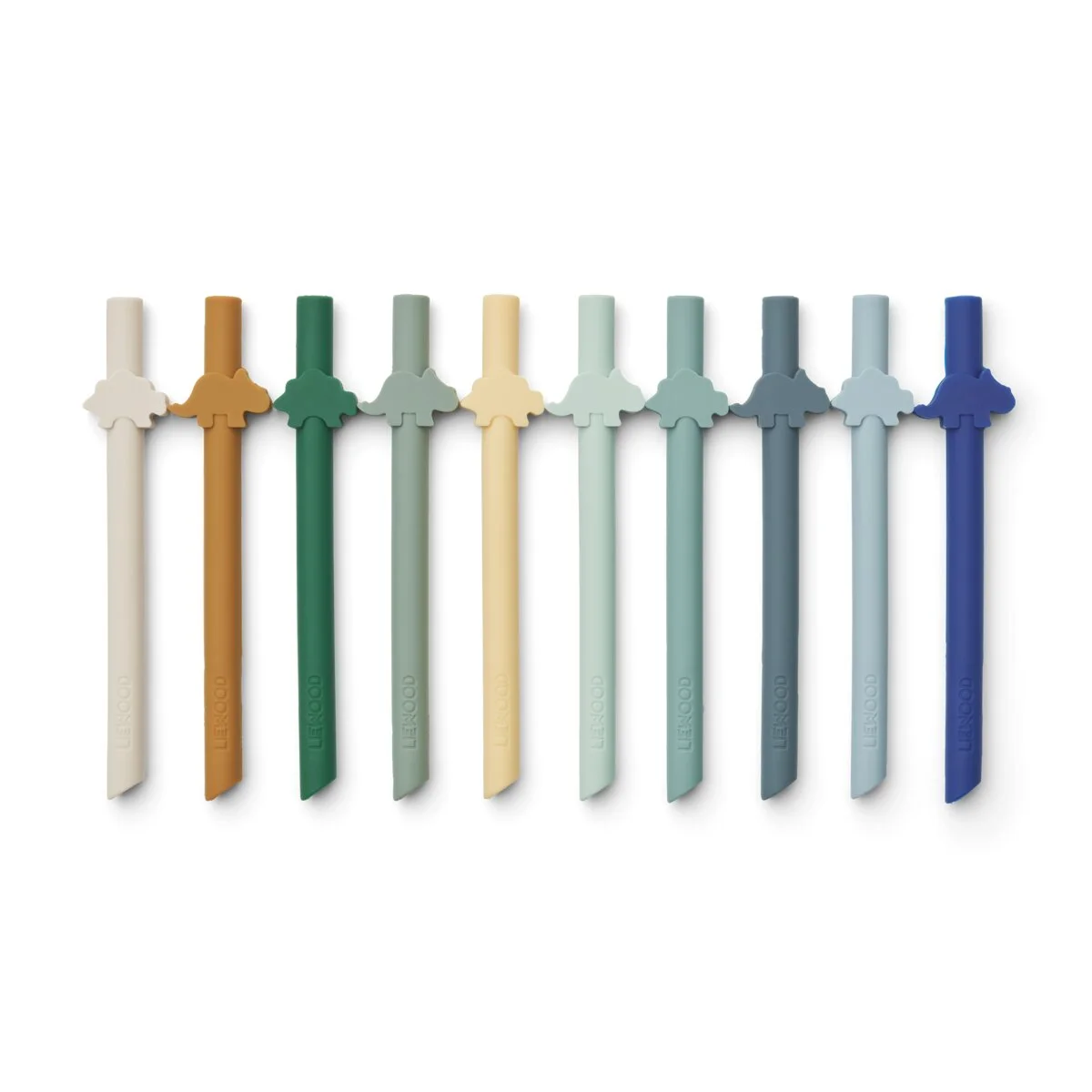 Liewood Badu Strohhalme „Surf blue multi mix“ aus Silikon, 10er-Set