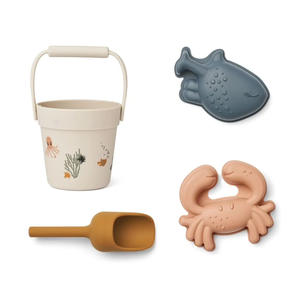 Liewood Mini-Strand-Set Kit „Sea creature / Sandy“, Silikon, 4-teilig