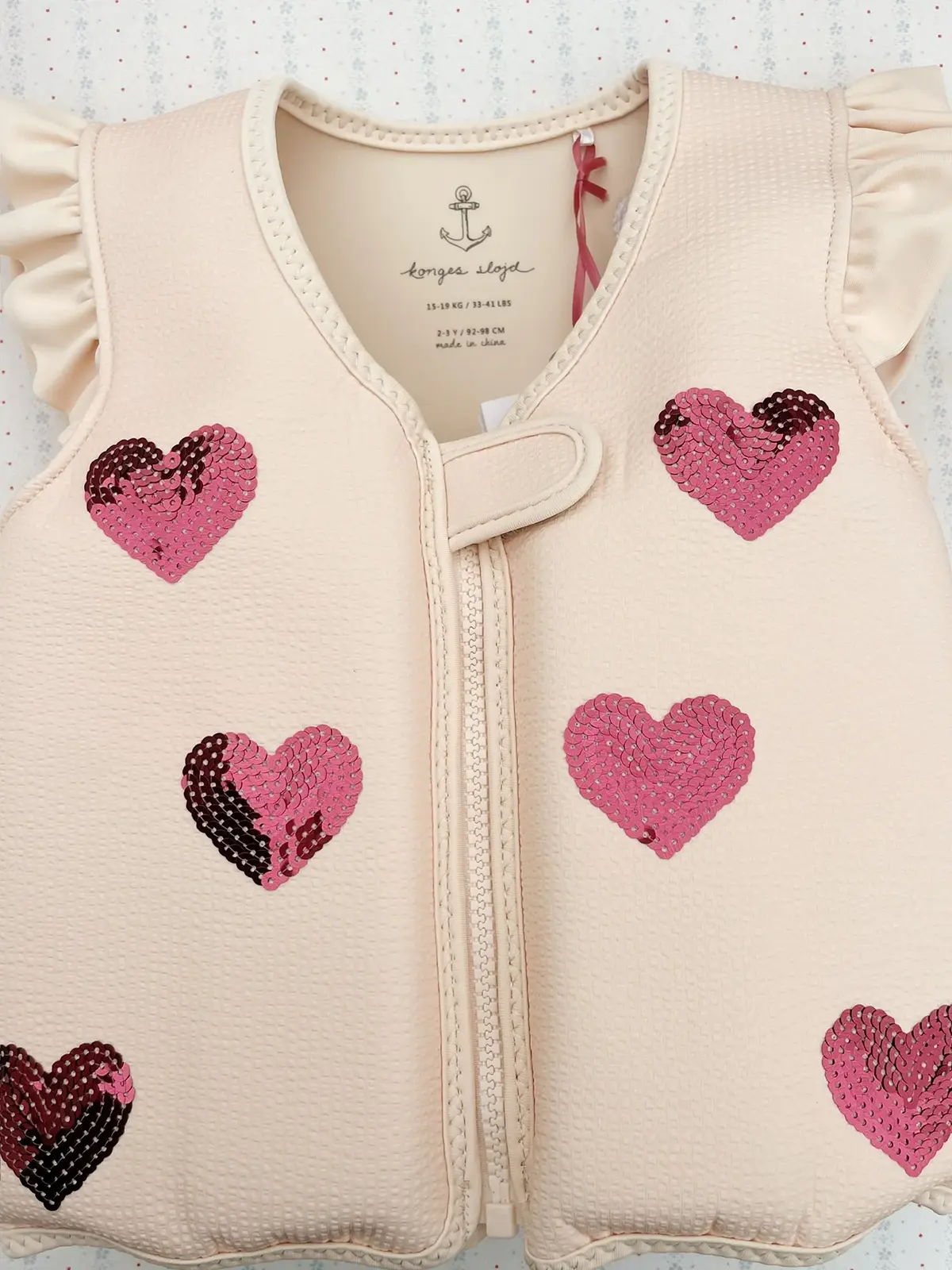 Konges Sløjd Kinder-Schwimmweste „Herzen / Ecru“