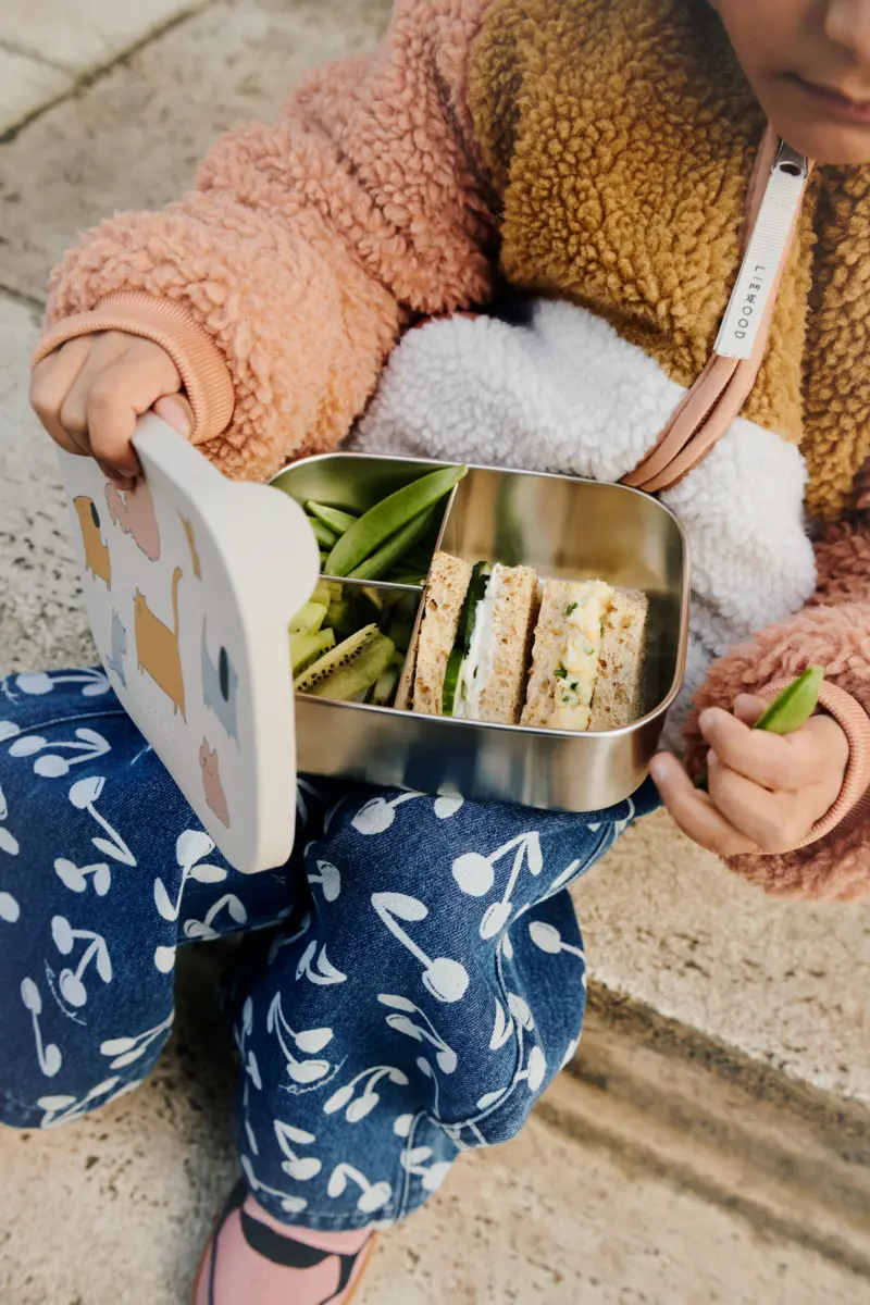 Liewood Arthur Lunchbox „Cats and Dogs : Sandy“, Edelstahl mit Silikon-Deckel