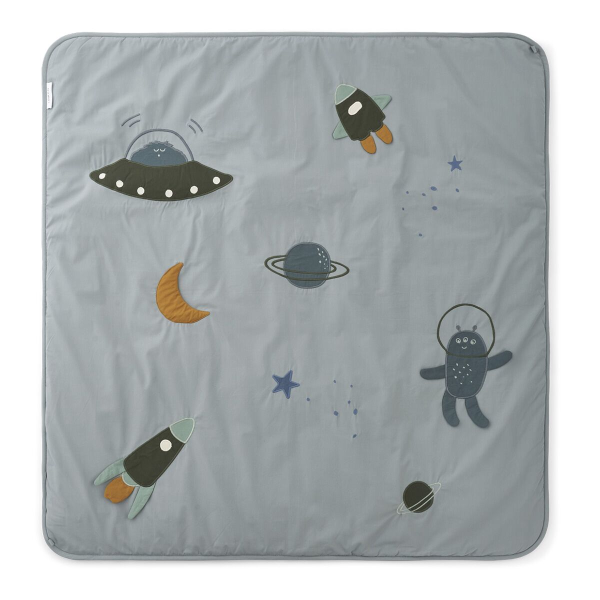 Liewood Activity-Decke Glenn „Space blue multi mix“, Bio-Baumwolle, 120x120cm 01