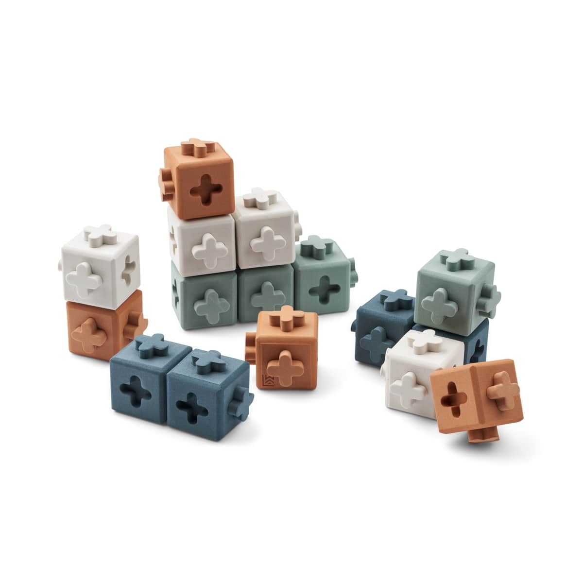 Liewood Würfel-Bausteine Pierce „Whale blue multi mix“, 16-teilig – Bild 2