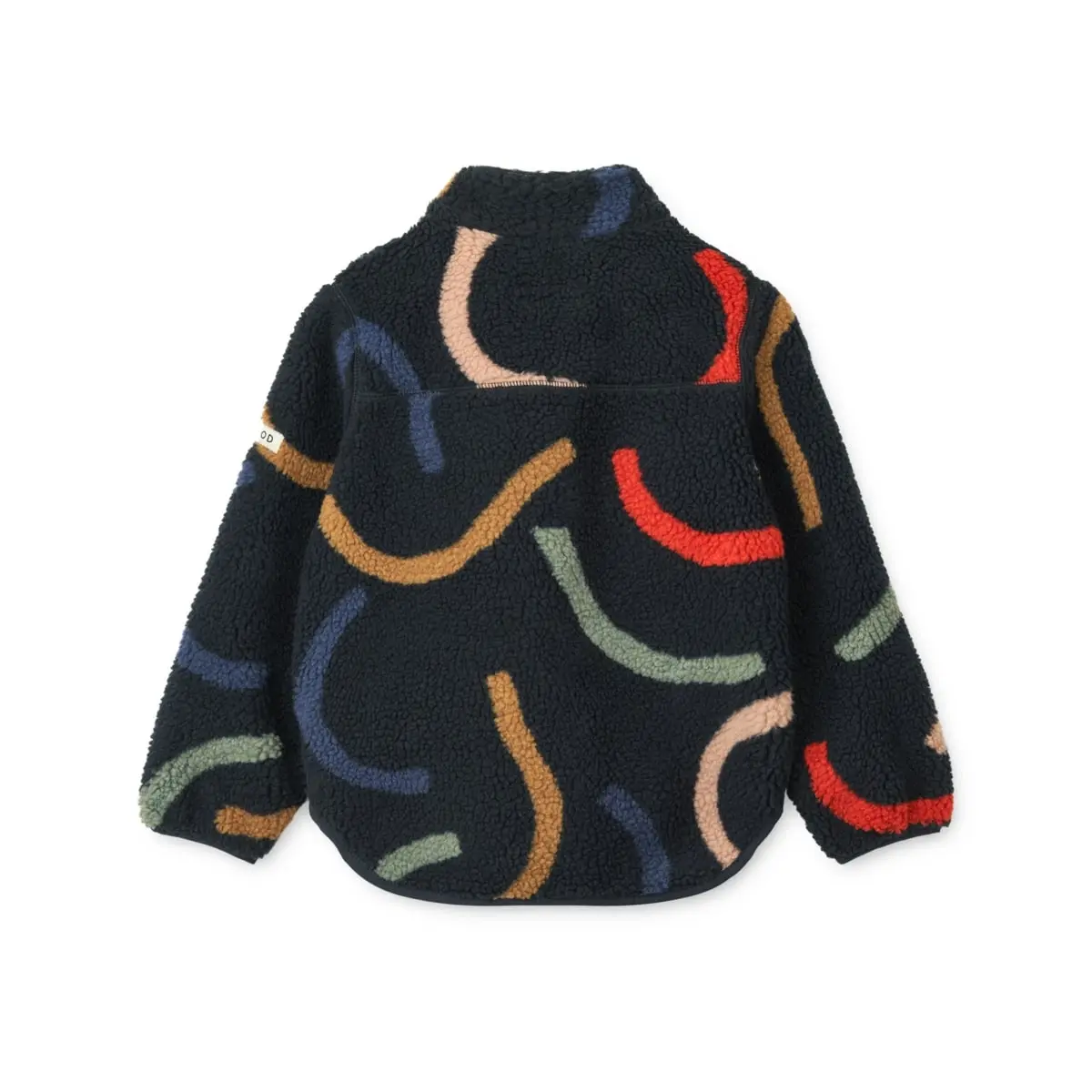 Liewood Nolan Sherpa Jacke für Kinder „Graphic swirls / Classic navy“
