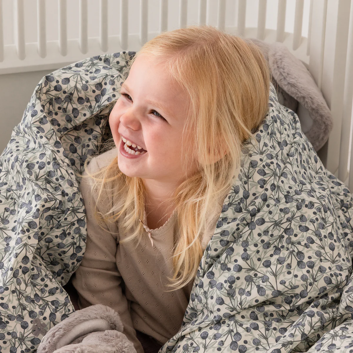 Sebra Baby-Bettwäsche „Blue olive“, Perkal, 100x70cm / 45x40cm