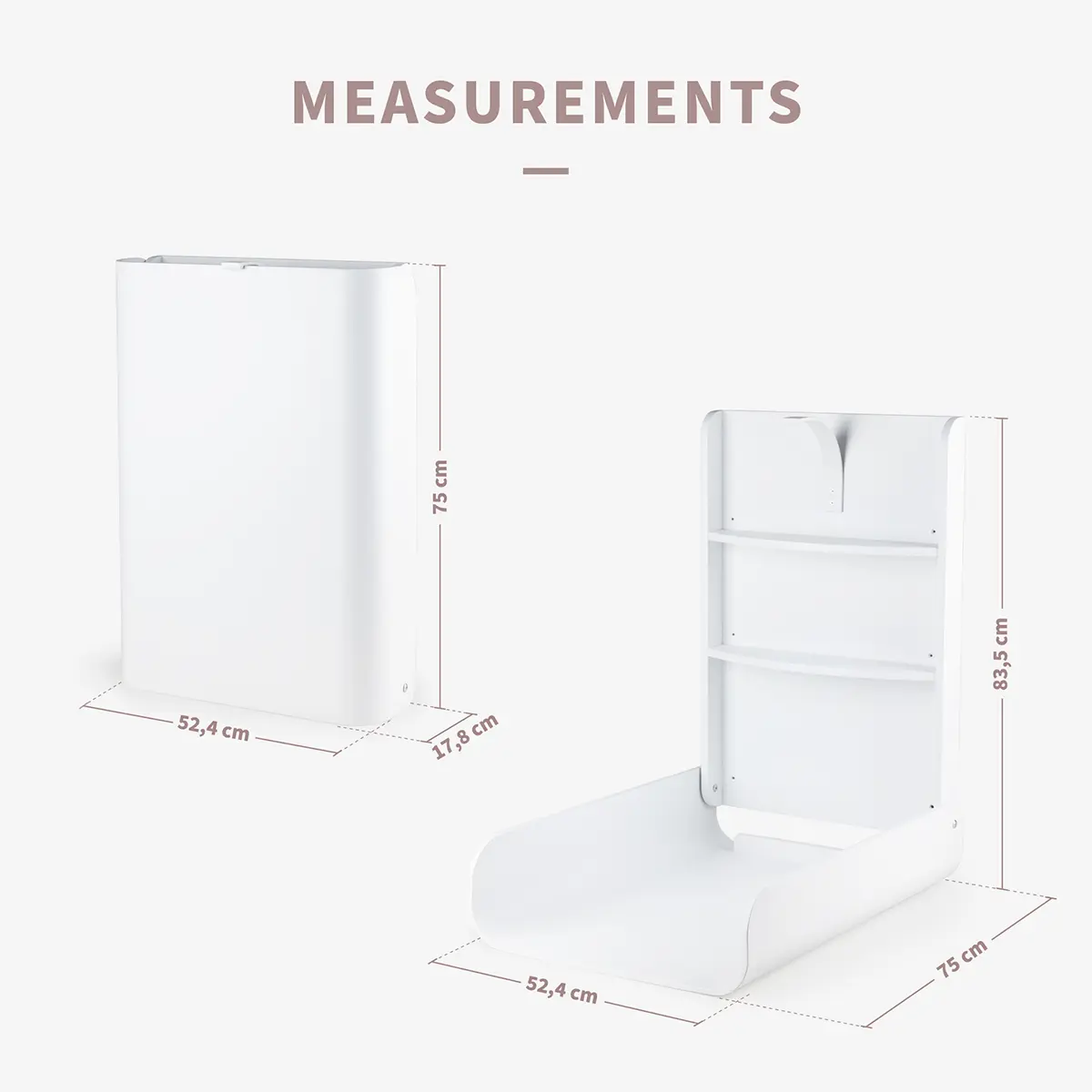 Sebra Wandwickeltisch, Classic white, klappbar, FSC™ Mix – Bild 2