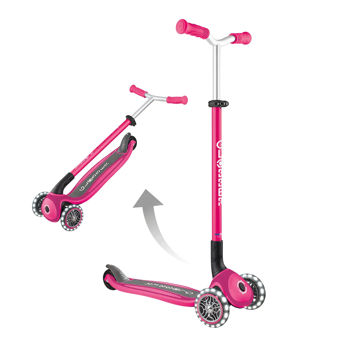 Globber Roller Master Lights mit Leuchtrollen – pink, 4-14 Jahre