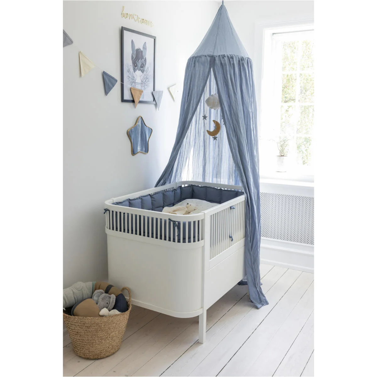 Sebra Bettnestchen „Dusty blue“, Bio-Kapokfüllung, L360cm